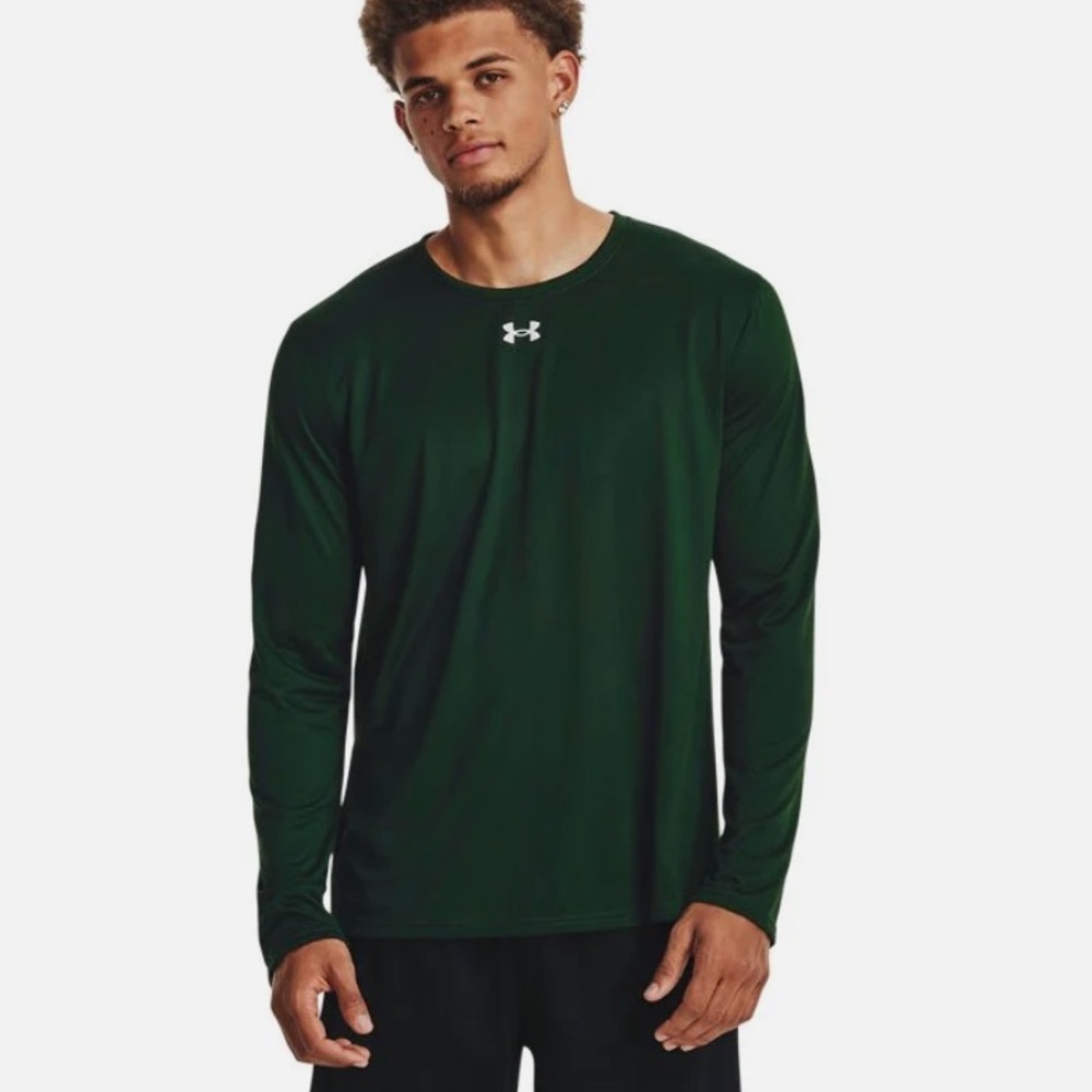 UNDER ARMOUR HEAT GEAR Men’s  Green Mock Long Sleeve Shirt Performance SZ MED